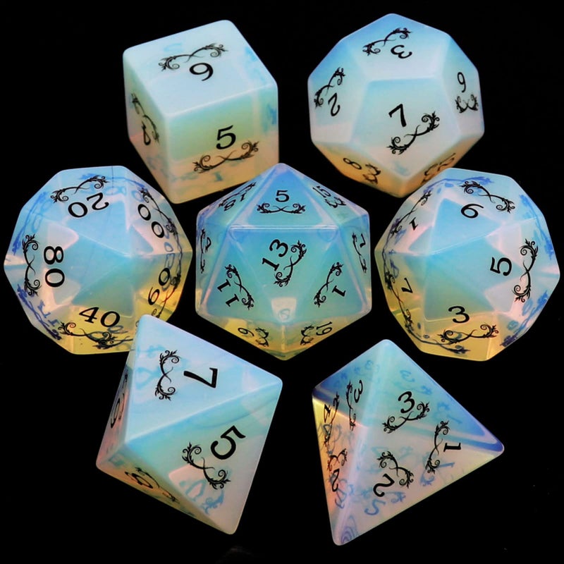 Haxtec Gemstone Dice Opal DND Dice Set with Dice Case Opalite DD Compatible with Dungeons and Dragons Dice TTRPG DND Master Gift - Image 4