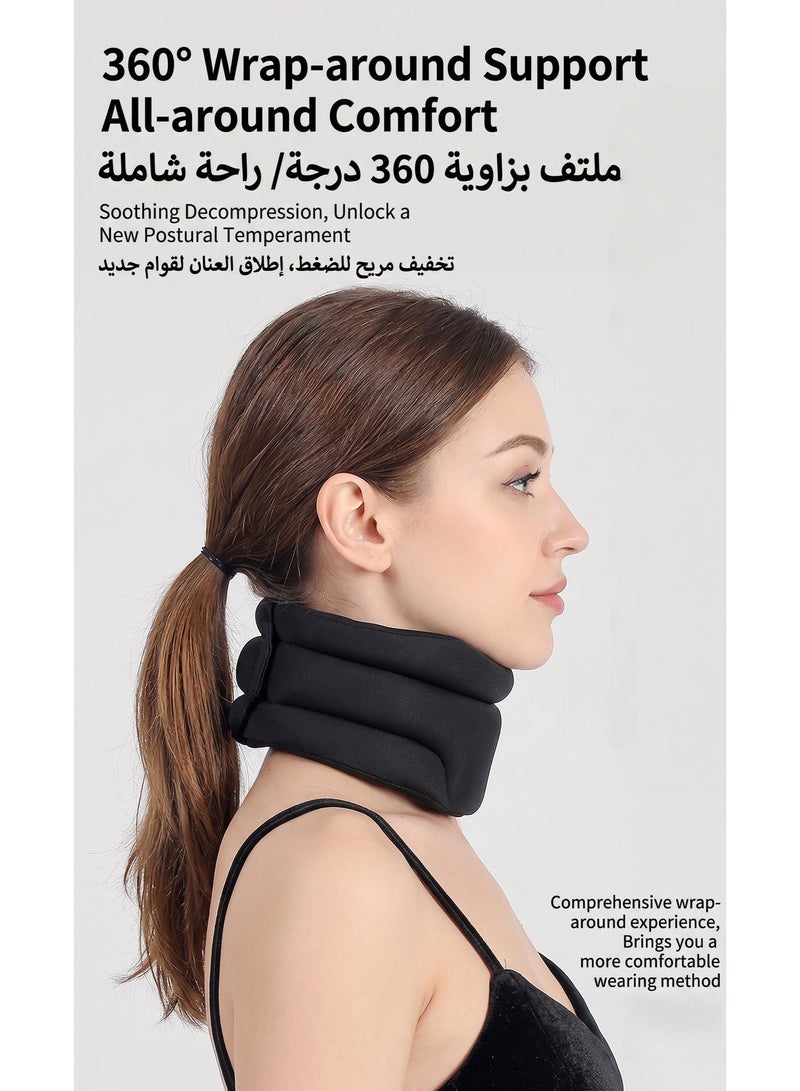 Panda Sports Neck Brace, Cervicorrect Neck Brace, Neck Brace Cervical Collar Support Neck for Sleeping, Soft Foam Neck Support Relieves Pain & Pressure in Spine for Women and Men (Black) - Image 3
