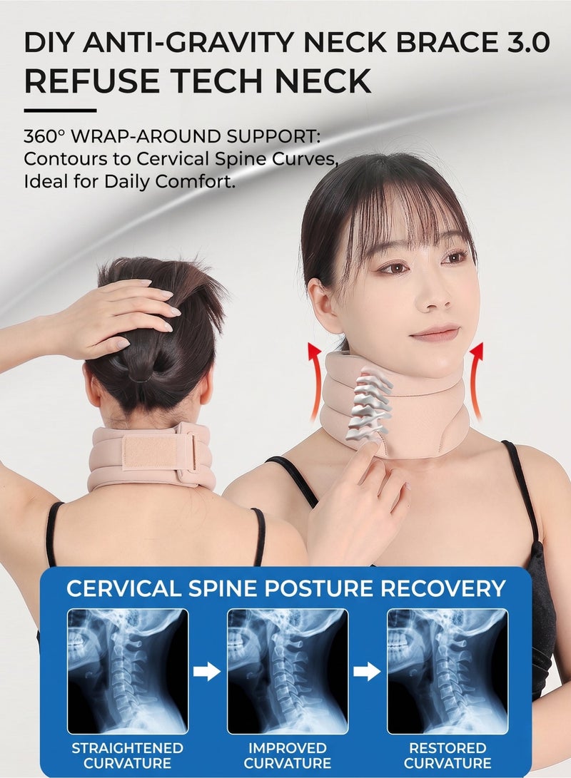 Panda Sports Neck Brace, Cervicorrect Neck Brace, Neck Brace Cervical Collar Support Neck for Sleeping, Soft Foam Neck Support Relieves Pain & Pressure in Spine for Women and Men (Black) - Image 2