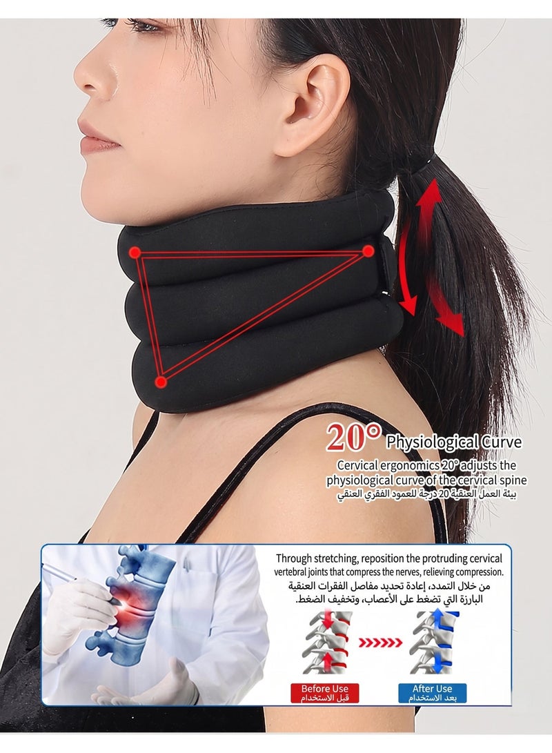 Panda Sports Neck Brace, Cervicorrect Neck Brace, Neck Brace Cervical Collar Support Neck for Sleeping, Soft Foam Neck Support Relieves Pain & Pressure in Spine for Women and Men (Black) - Image 5