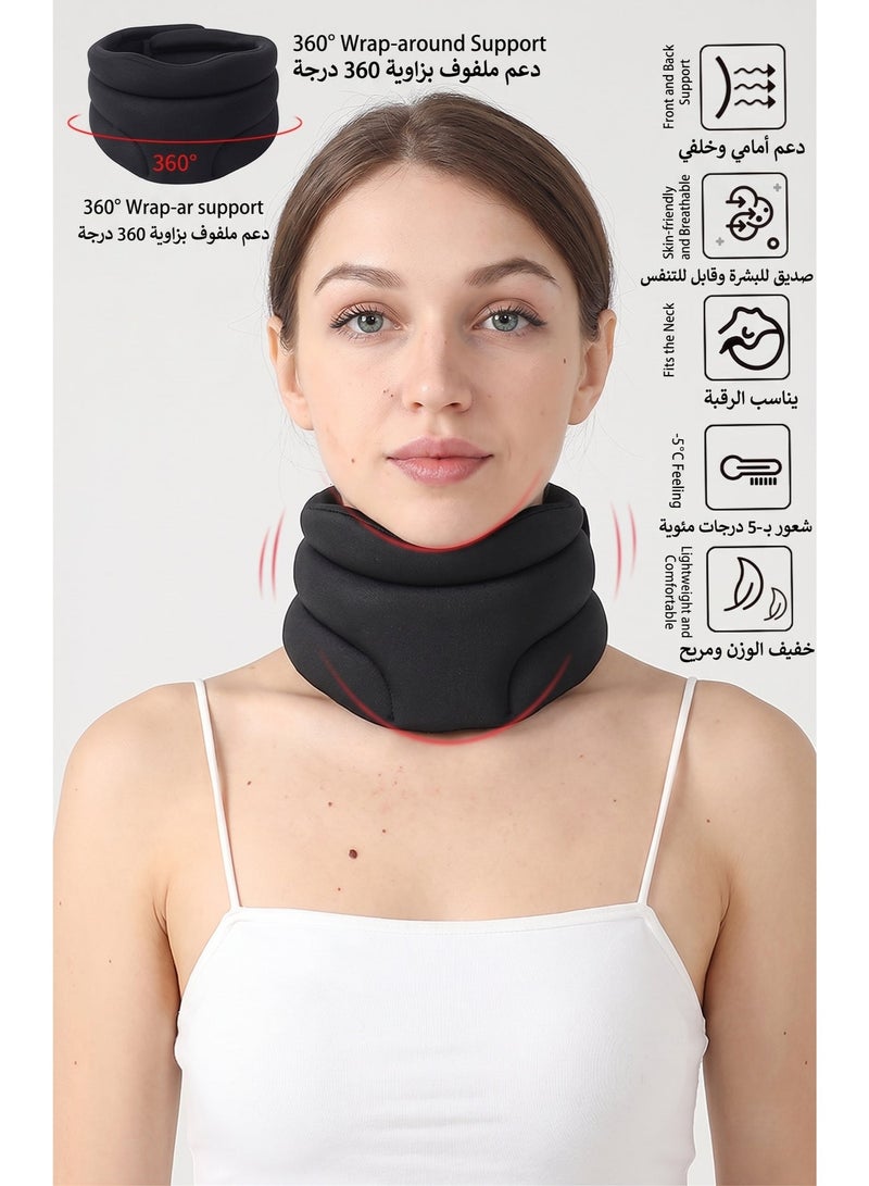 Panda Sports Neck Brace, Cervicorrect Neck Brace, Neck Brace Cervical Collar Support Neck for Sleeping, Soft Foam Neck Support Relieves Pain & Pressure in Spine for Women and Men (Black) - Image 4