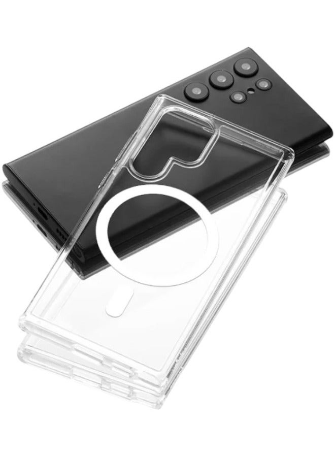 بيوينتي مجموعة حماية لـ جالكسي اس 23 الترا (Samsung Galaxy S23 Ultra) جراب حماية من السليكون عالي الجودة والوضوح ويدعم الشحن اللاسلكي MagSafe, واقي شاشة من النانو HD, حماية عدسات الكاميرا, مجموعة فاخرة (3in1) - Image 2