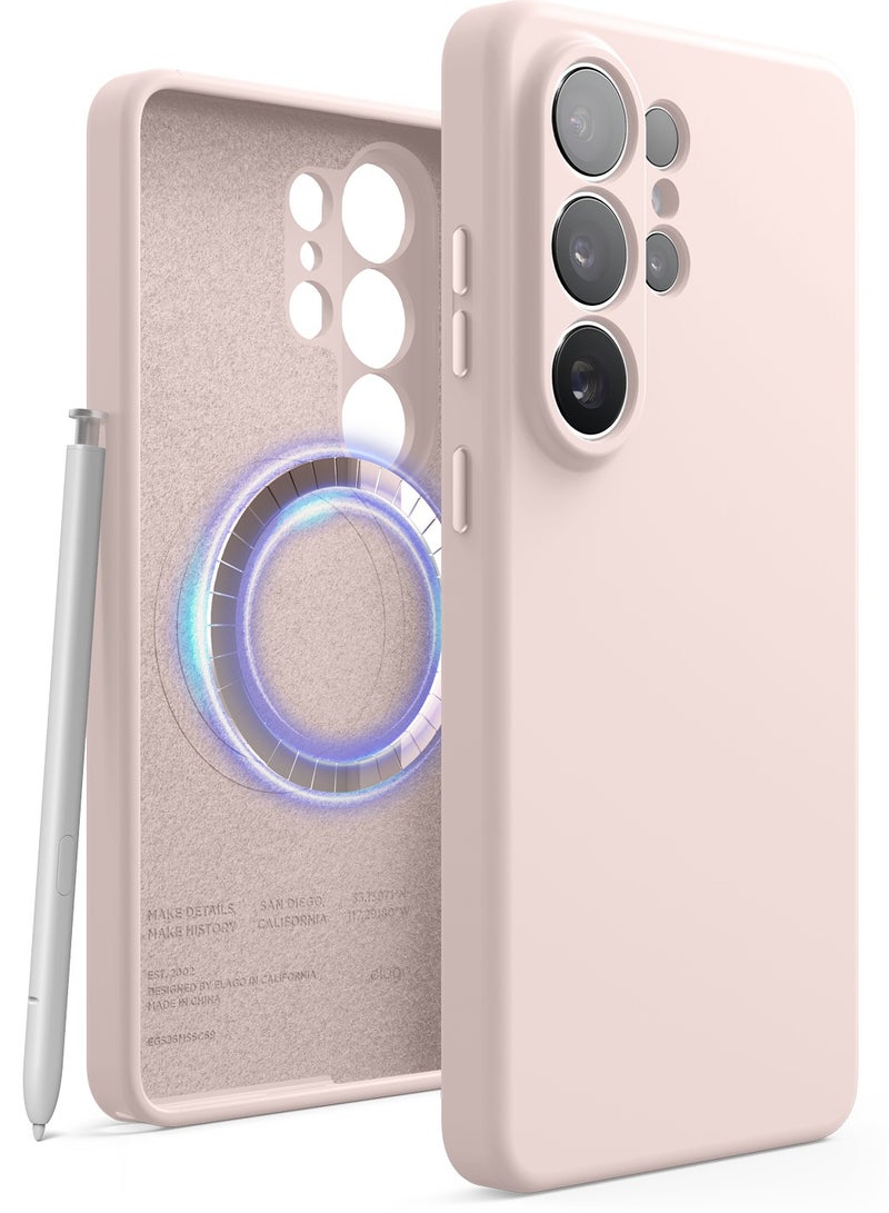 Elago Magnetic Liquid Silicone for Samsung Galaxy S26 ULTRA (2026) case cover with MagSafe Shockproof - Lovely Pink - Image 1