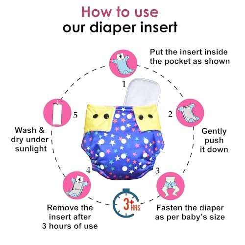VParents 9 in 1 Combo of Padded Underwear Nappies and Cloth Diaper with insert for Diaper-Free Time (0-6 month) Assorted Design - Image 3