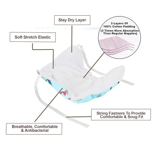 VParents 9 in 1 Combo of Padded Underwear Nappies and Cloth Diaper with insert for Diaper-Free Time (0-6 month) Assorted Design - Image 4