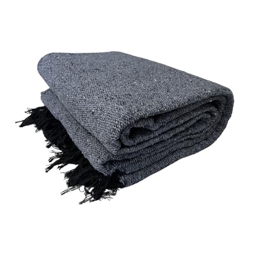 Open Road Goods Handmade Solid Color Yoga Blanket - Thick Mexican Blanket or Throw - Made for Yoga! (Charcoal Blanket) - Image 1
