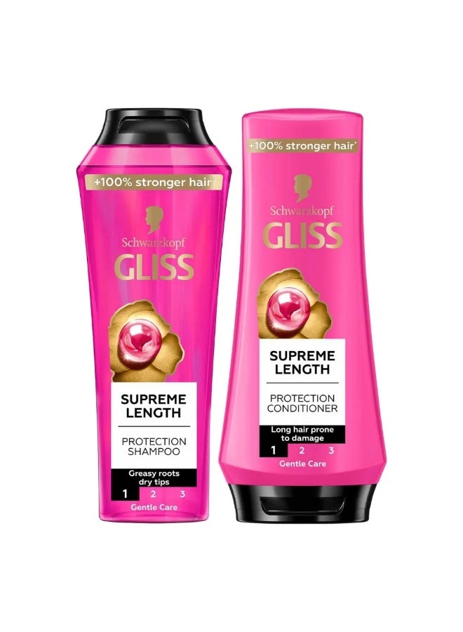 Schwarzkopf Gliss Supreme Length Protection Shampoo and Conditioner- 400 + 360ml