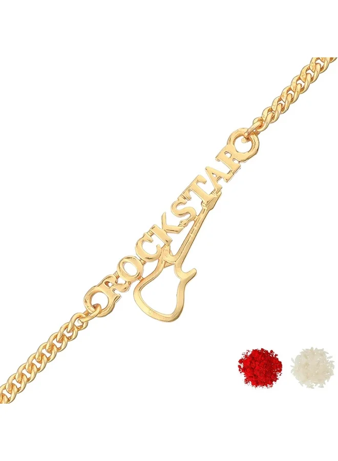 VOYLLA Gold Tone Rockstar Rakhi Bracelet