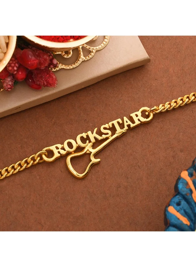 VOYLLA Gold Tone Rockstar Rakhi Bracelet