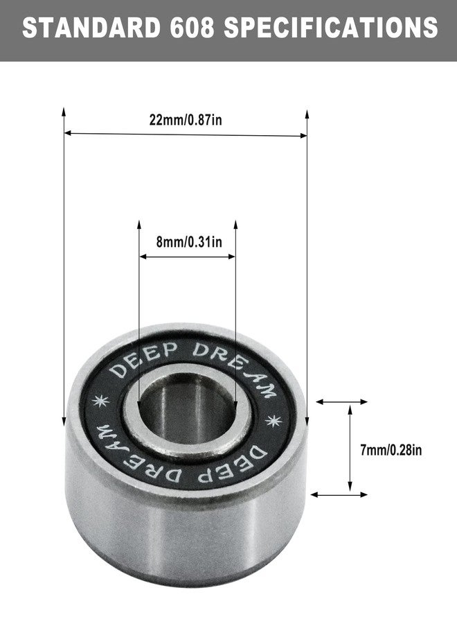 DEEPDREAM FaGoBearing Premium Inline Skate Bearings, Roller Skate Bearings, 608, ABEC, Black Mamba (Pack of 20) - Image 2