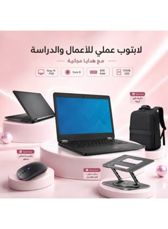 لابتوب شاشة 14 بوصة بمعالج i5 وذاكرة 8 جيجابايت وتخزين 512 جيجابايت SSD مع نظام ويندوز وإكسسوارات عملية للاستخدام اليومي - Image 1