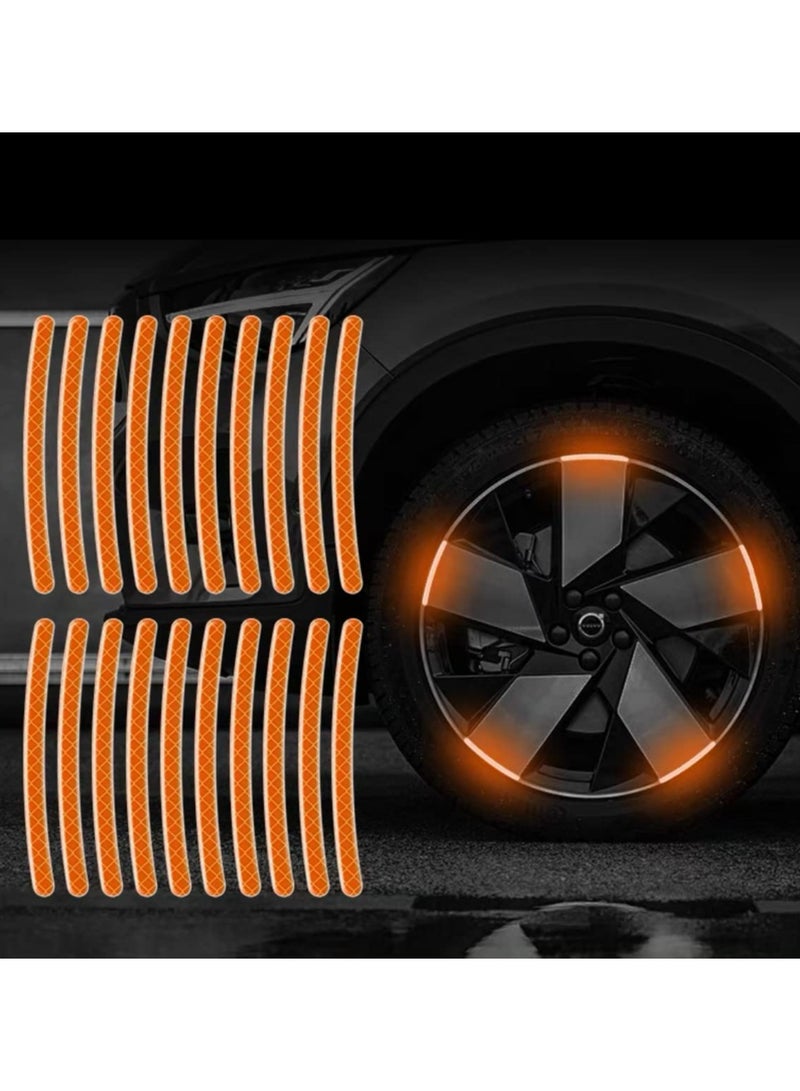 Reflective Wheel Rim Stickers, 20pcs Night Safety Warning Decals, Anti-Scratch Reflective Stickers for Cars and Motorcycles, Universal Decorative Stickers for Vehicles and Trucks - Image 1