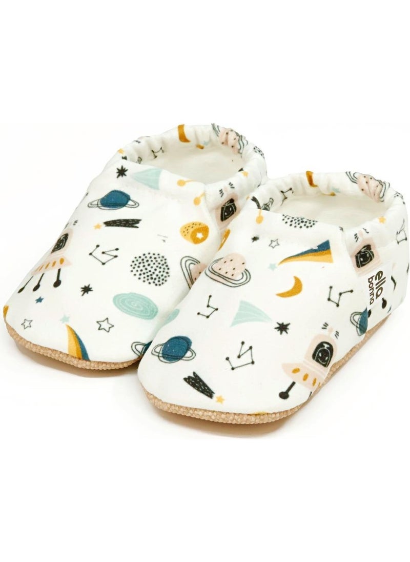 Patterned Baby Booties, Non-Slip Sole, Home Nursery Shoes Slippers, Space Shuttle