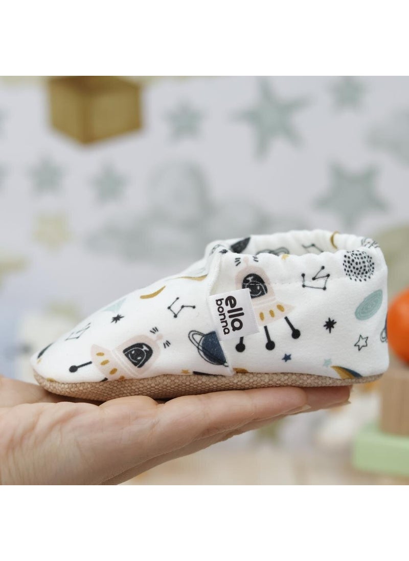 Patterned Baby Booties, Non-Slip Sole, Home Nursery Shoes Slippers, Space Shuttle