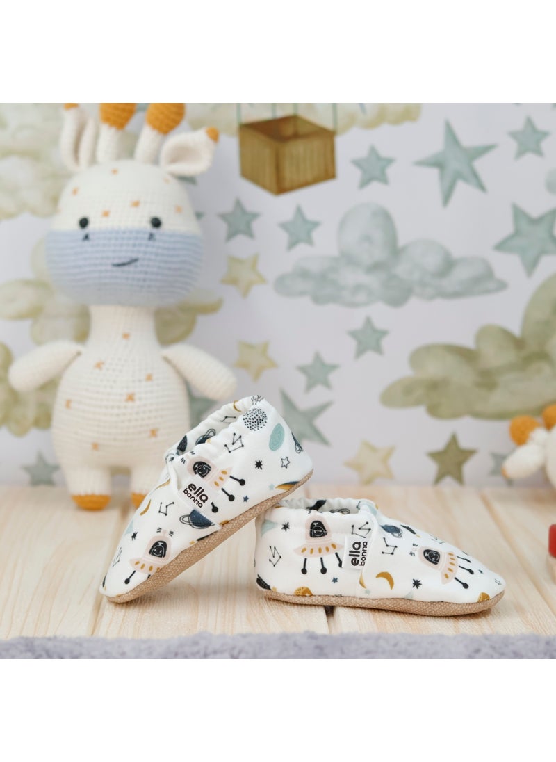 Patterned Baby Booties, Non-Slip Sole, Home Nursery Shoes Slippers, Space Shuttle
