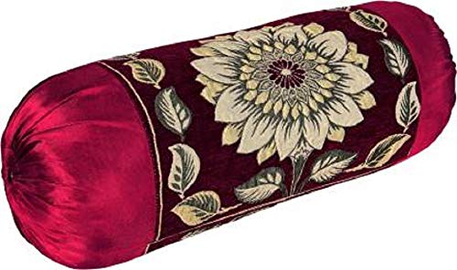 HSR Collection Chenille Shuttle lace Bolsters Covers (32 x 16 Inches, Maroon) - Pack of 2 - Image 3