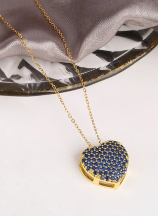 Blue Zirconic Heart Stainless Steel Golden Pendant Necklace - pzsku/Z8A378E53B0307C053203Z/45/_/1737287208/93d228e7-1fc8-4b3f-982e-451c00ec974d