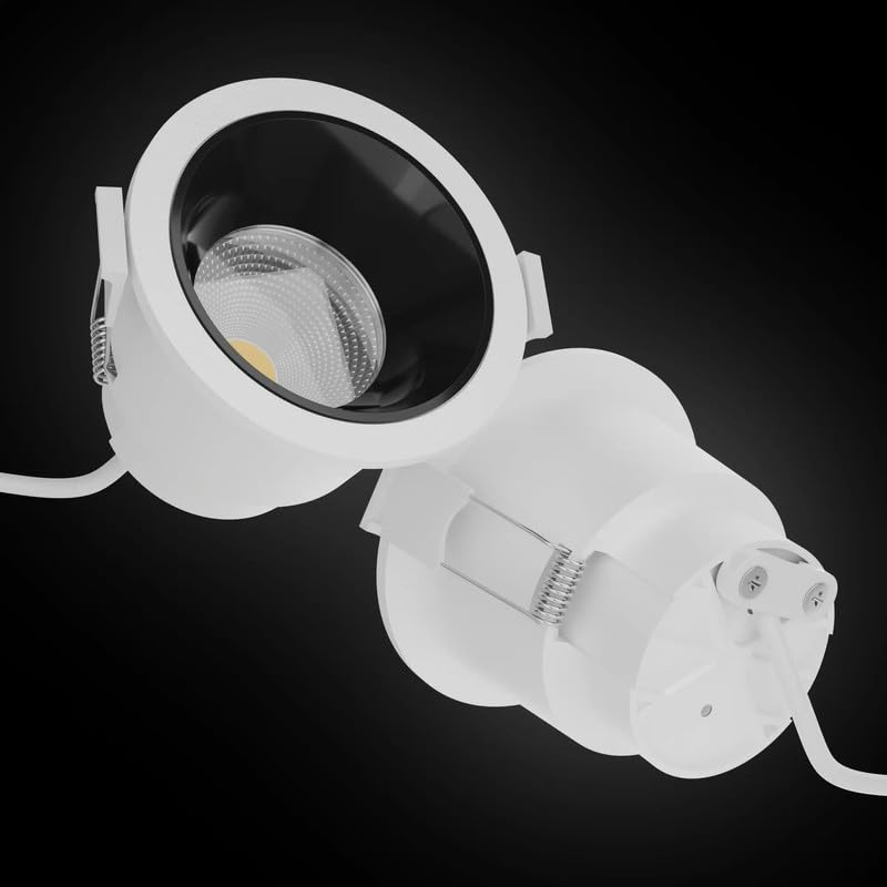 Harold Electricals 18W Alpha Series Concealed COB Spotlight | Recessed Ceiling LED Light - White Body(Black Reflector) Cool White Light - Image 2