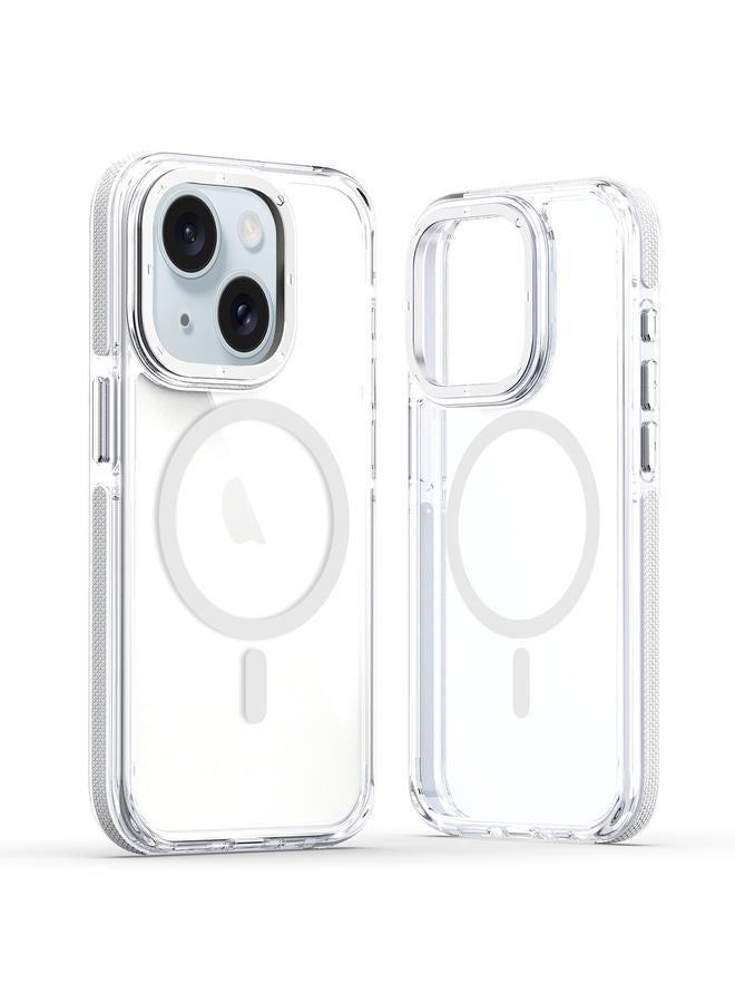 S-TOP Case For iPhone 15 Plus Dual-Color Clear Acrylic Hybrid TPU MagSafe Phone Case - Image 1