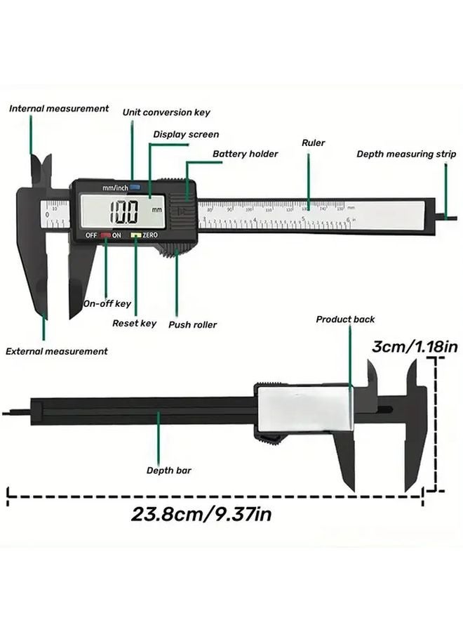 Black Electronic Digital Caliper 0 150mm Carbon Fiber Vernier Micrometer - Image 5