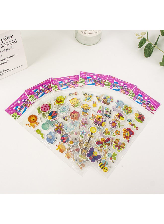 اكس اس ملصقات كرتونية مجسمة فقاعية، ملصقات مكافأة لرياض الأطفال، ملصقات لاصقة على شكل فراشات حب كرتونية، ملصقات مجسمة ثلاثية الأبعاد للأطفال - Image 1