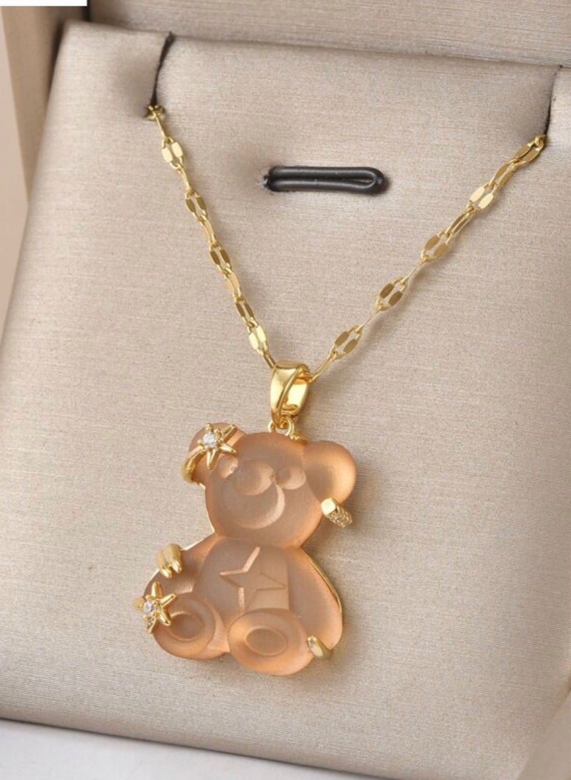 بلو لاين سلسال نسائي أنيق مصنوع من الاستانلس ستيل مطلي باللون الذهبي - Image 1