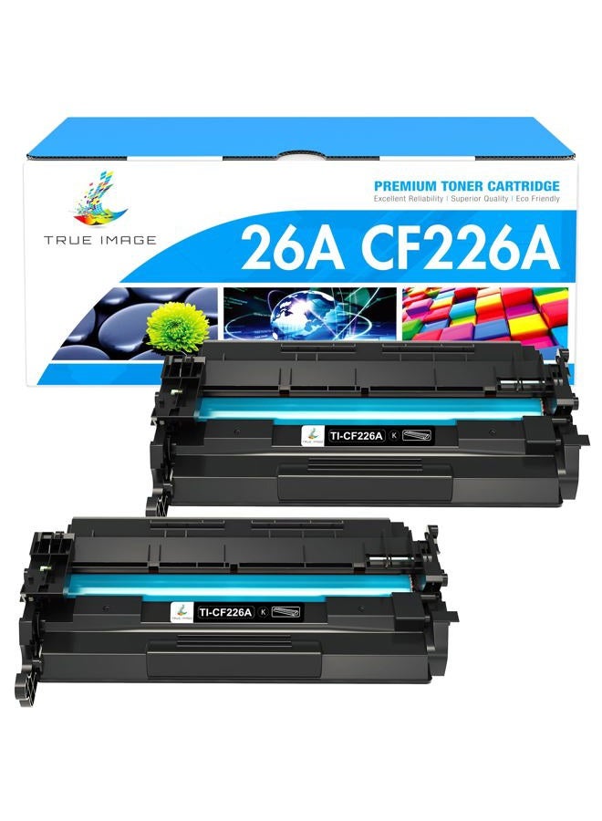 TRUE IMAGE 26A Toner Cartridge for HP Printer CF226A M426fdw Compatible for HP 26A Black Laserjet Toner Cartridge 26X CF226X M402n MFP M426fdw M402dn M402 M402dw M402dne M426fdn M426 M426dw Printer Ink 2 Pack - Image 1