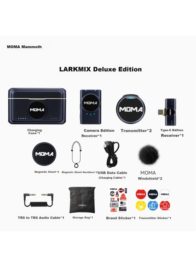 Moma [renovation Subsidy 15%] Lark Mix Microphone, Wireless Clip-on Mic, Noise-cancelling Mammoth Dual-channel Outdoor Interview Recording Audio Recorder For Streamers
