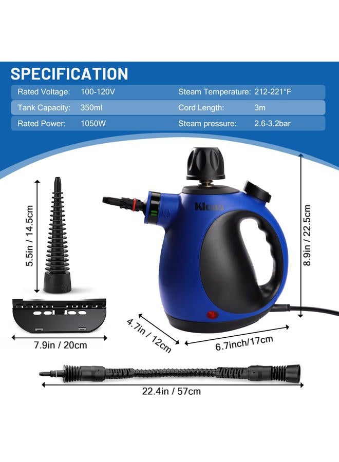 Klona Steam Cleaner, Multi-Purpose Handheld with 10 Accessories for Removing Steam Cleaner for All Dirt, Upholstery Furniture, Sofa, Tiles, Floor,Car, Window, Bathroom,Upholstery - Image 2