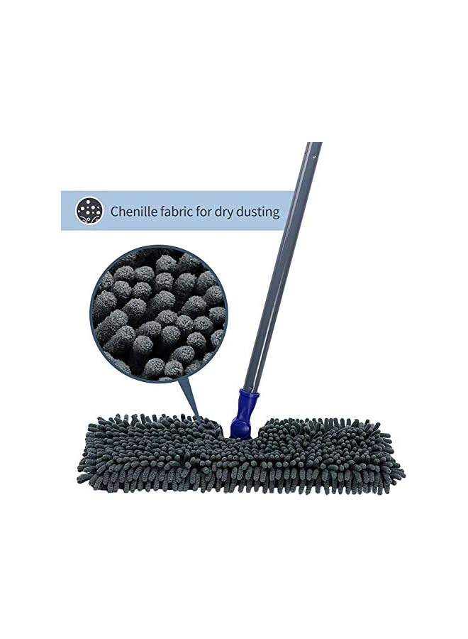 IAF Mop with 4 Mop Pads Double Sided Hardwood Floor Dust Mop Microfiber & Chenille Wet Dry Mop and Scraping Dust Tool for Floor Cleaning Masthome - Image 3