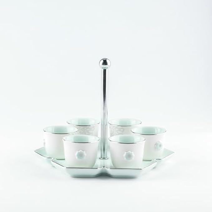 rayihni Asalah Arabic Coffee Set With Stand TealSilver - Image 4