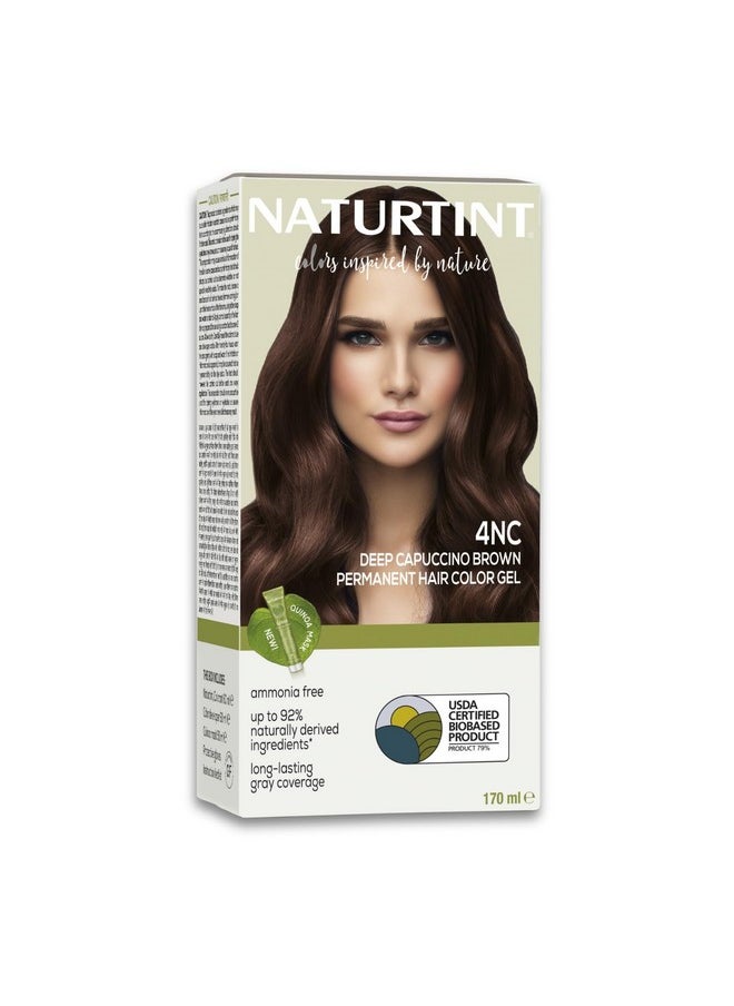 NATURTINT Permanent Hair Colour 4Nc Deep Cappuccino Brown 170 Ml | 92% Natural Ingredients | 100% Grey Coverage Long Lasting Hair Colour | Usda Certified | Ammonia Free Vegan Hair Color Gel  - Image 1