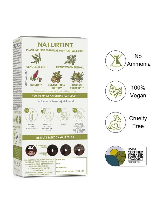 NATURTINT Permanent Hair Colour 4Nc Deep Cappuccino Brown 170 Ml | 92% Natural Ingredients | 100% Grey Coverage Long Lasting Hair Colour | Usda Certified | Ammonia Free Vegan Hair Color Gel  - Image 3