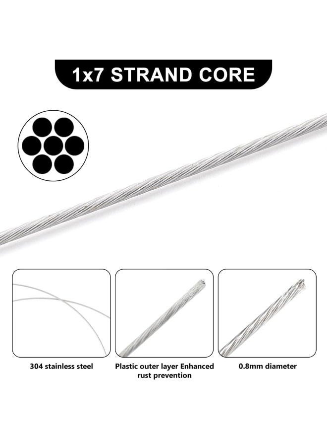 AHANDMAKER 304 Stainless Steel Wire Cable, 393 Ft Length 1/32 Wire Rope with 50 Pcs Rectangle Aluminum Crimping Sleeves for Party Decro String, Clothesline, Easy to Hang - Image 3