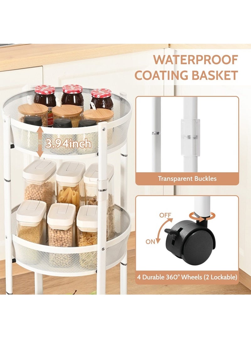 بلومنغ تايم رف تخزين قابل للطي من 3 طبقات ، تصميم إطار دائري ، مزود بعجلة لسهولة الحركة ، رف تخزين متعدد الوظائف - Image 5