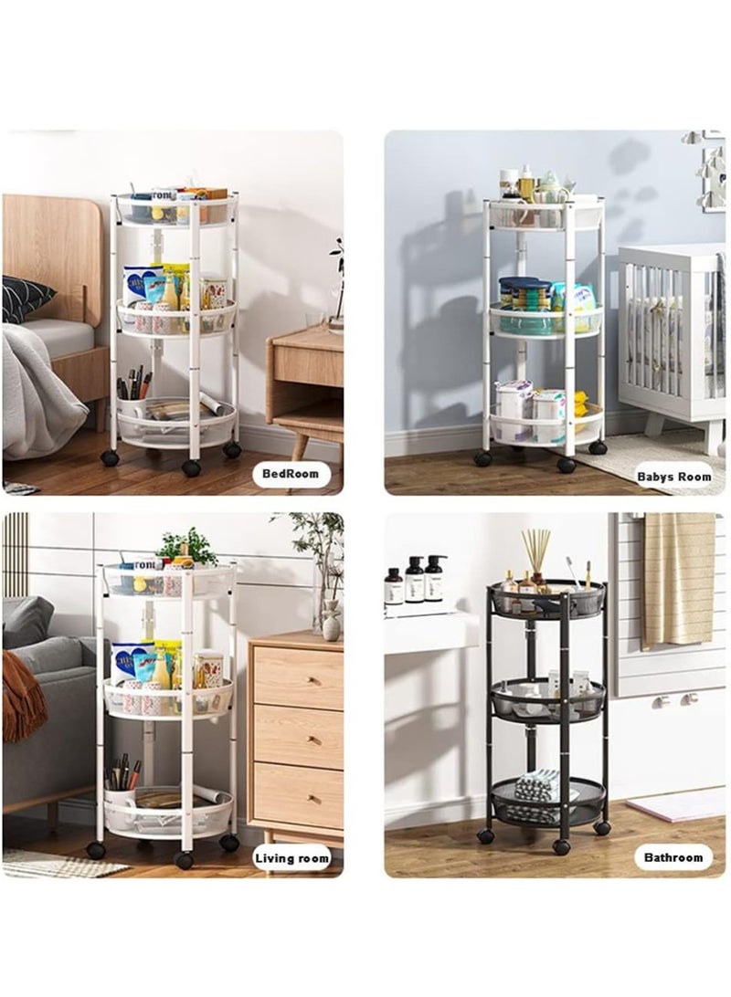 بلومنغ تايم رف تخزين قابل للطي من 3 طبقات ، تصميم إطار دائري ، مزود بعجلة لسهولة الحركة ، رف تخزين متعدد الوظائف - Image 2