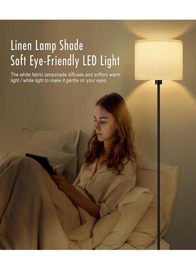 Tiokkss Floor Lamp for Living Room and Bedroom, Standing Lamp with Remote Control, Simple 59 Inch Floor Lamp, Foot Switch, Tall Black Lamp for Office/Classroom/Kids Room, LED Bulb Included  - Image 4