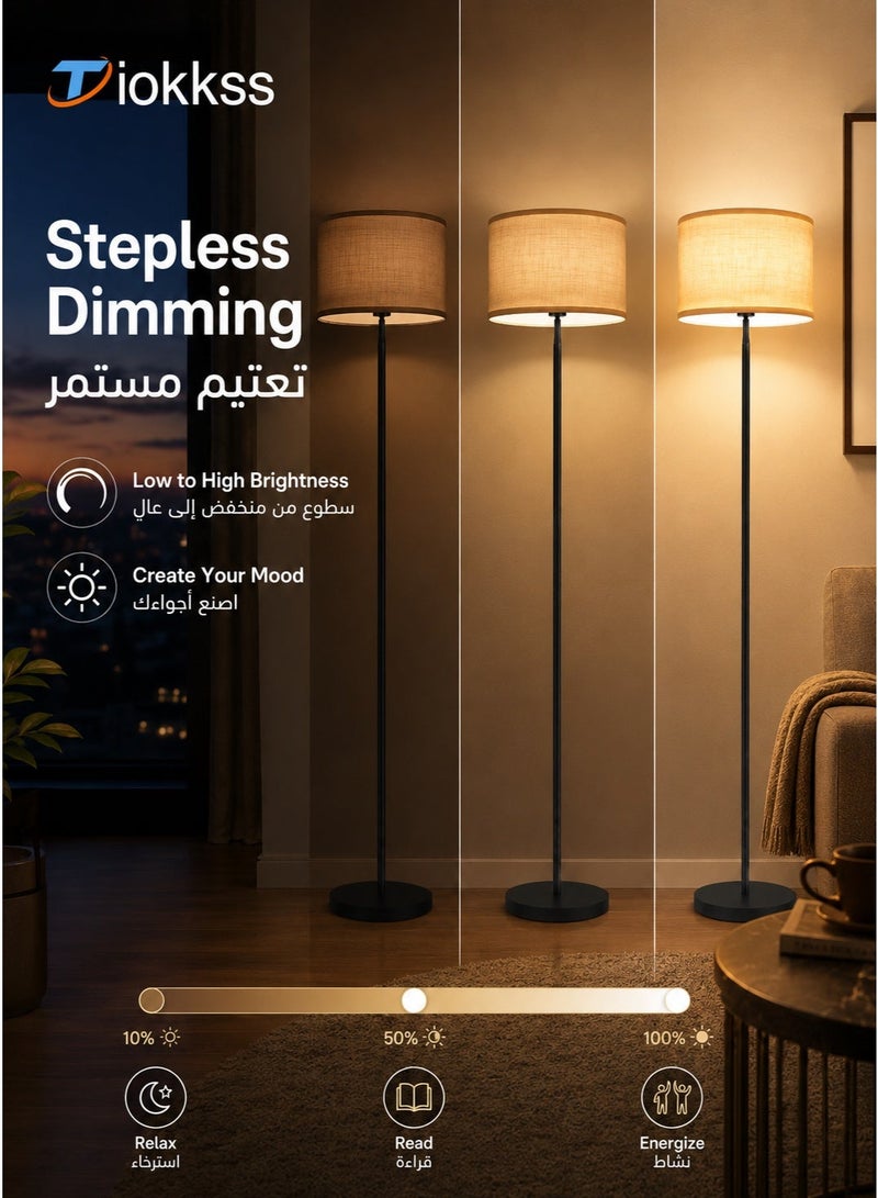 Tiokkss Floor Lamp for Living Room and Bedroom, Standing Lamp with Remote Control, Simple 61 Inch Floor Lamp, Foot Switch, Tall Black Lamp for Office/Classroom/Kids Room, LED Bulb Included - Image 4