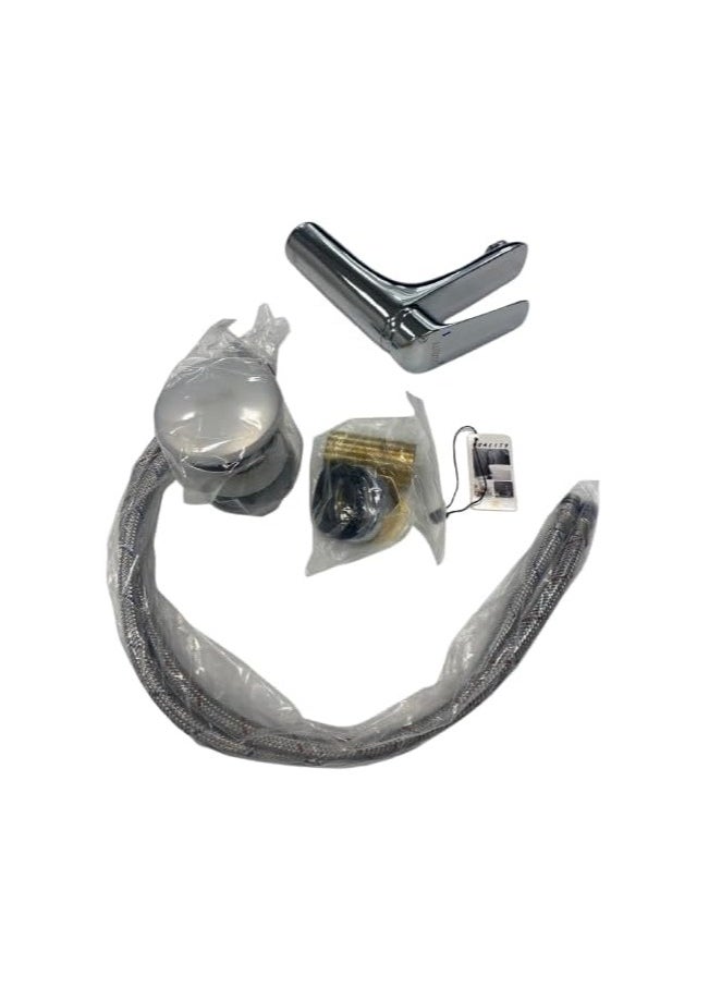 Generic - Sink mixer, with a single handle and a rust and corrosion-resistant design coated with chrome, featuring hot and cold lines. - Image 1