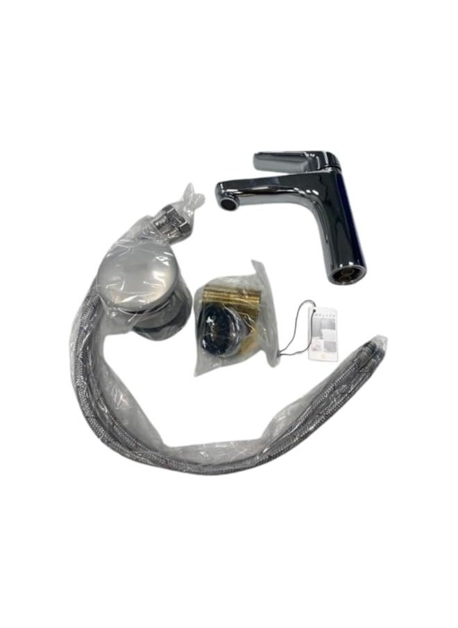 Generic - Sink mixer, with a single handle and a rust and corrosion-resistant design coated with chrome, featuring hot and cold lines. - Image 1