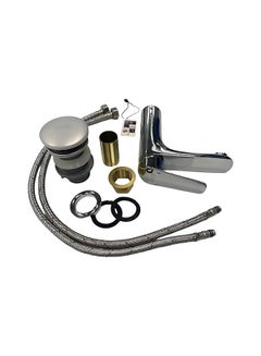 Generic Sink mixer, with a single handle and a rust and corrosion-resistant design coated with chrome, featuring hot and cold lines.  - Image 1