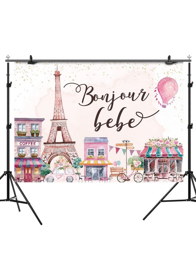Rsuuinu Paris Eiffel Tower Backdrop French City View Street Flowers Store Dreamlike Photography Background Bonjour Bebe Baby Shower Banner Party Portrait Decorations Youtube Photo Booth Props 7X5Ft  - Image 5