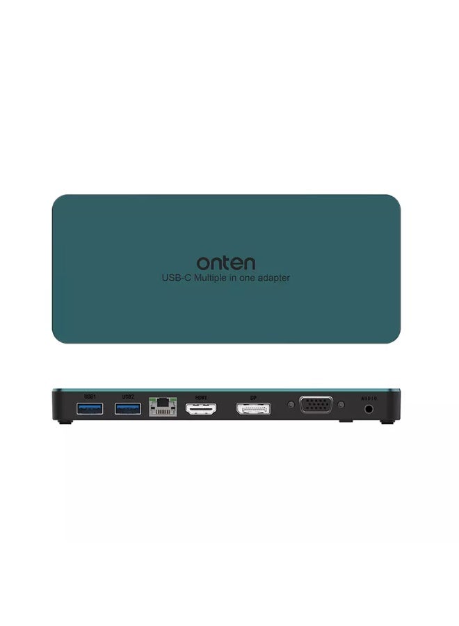 onten 9188s USB-C Docking Station 9-in-1, VGA 1080P@60Hz, Displayport 4K, HDMI 4K, 3.5MM Jack, RJ45 1000M, USB 3.0 X2, USB-C Data, USB-C PD 3.0 @100W - Image 2