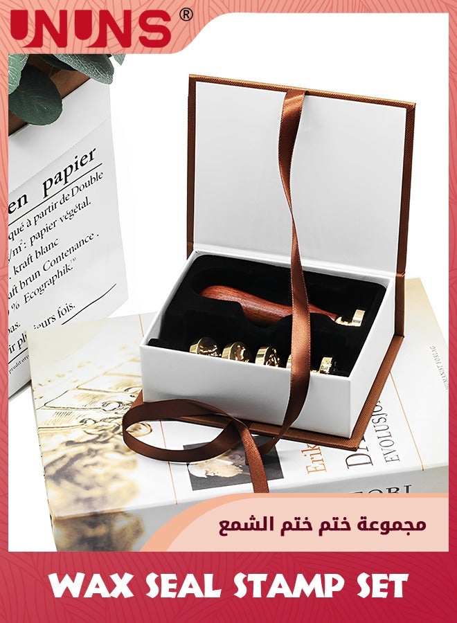 UNUNS Wax Seal Stamp Set,6 Pieces Sealing Wax Stamps Copper Seals And 1 Wooden Hilt,Romantic Rose Heart Flower Sealing Wax Stamps Gift Kit For Parcels Cards Envelopes,Invitations,Maps,Gifts Sealing - Image 4