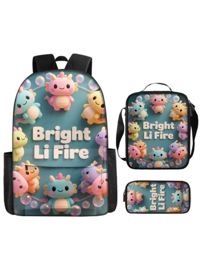 واضح من النار مجموعة من ثلاث قطع من حقائب الرسوم المتحركة، تتعامل بسهولة مع المناسبات المختلفة (الطلاب والأطفال ونزهات الأصدقاء وتسلق الجبال والدراسة وما إلى ذلك) | حقيبة ظهر + حقيبة محمولة باليد + حقيبة قرطاسية | هدايا الموسم المدرسي / العطلات - 90 - Image 2