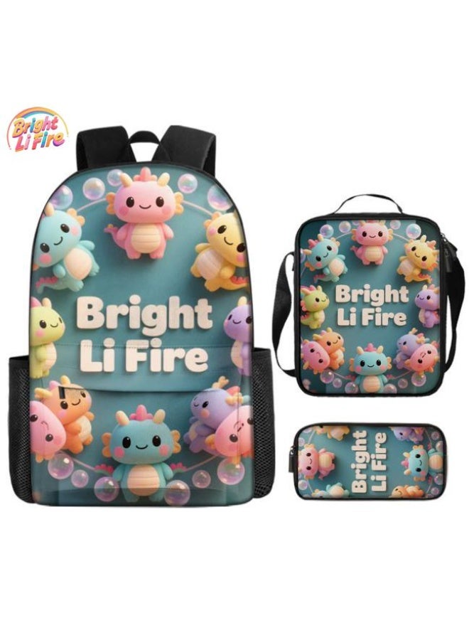 واضح من النار مجموعة من ثلاث قطع من حقائب الرسوم المتحركة، تتعامل بسهولة مع المناسبات المختلفة (الطلاب والأطفال ونزهات الأصدقاء وتسلق الجبال والدراسة وما إلى ذلك) | حقيبة ظهر + حقيبة محمولة باليد + حقيبة قرطاسية | هدايا الموسم المدرسي / العطلات - 90 - Image 1