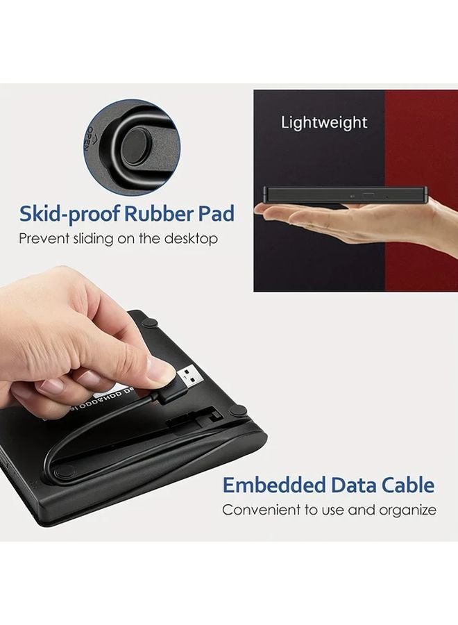 أسود نحيف محمول USB 3.0 خارجي محرك أقراص CD DVD RW محرقة لأجهزة الكمبيوتر المحمولة والكمبيوتر الشخصي - Image 2