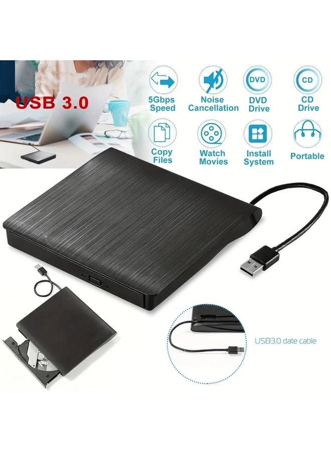 أسود نحيف محمول USB 3.0 خارجي محرك أقراص CD DVD RW محرقة لأجهزة الكمبيوتر المحمولة والكمبيوتر الشخصي - Image 4