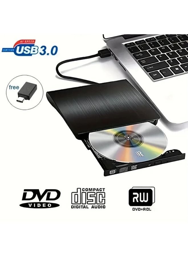 أسود نحيف محمول USB 3.0 خارجي محرك أقراص CD DVD RW محرقة لأجهزة الكمبيوتر المحمولة والكمبيوتر الشخصي - Image 1