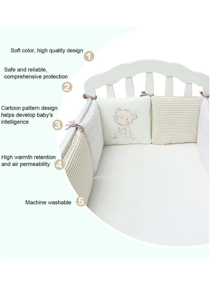 6 PCS Baby Crib Bumper, Cot Bumper,Breathable Mesh Cot Liner,Crib Rail Cover,Baby Boys Girls Nursery Crib Bedding,Baby Bed Bumper - Image 3